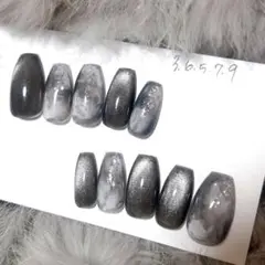 【現品限り】 マグネットネイル　ニュアンスネイル　モノクロネイル　シンプルネイル