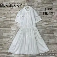 【極美品】バーバリー★コットンワンピース　白　タグ付き　替えボタン付き　UK12
