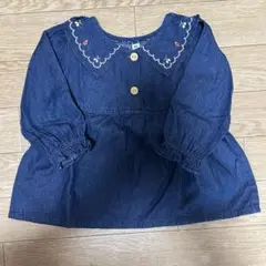最終お値下げ！美品！ベビー　薄手デニム風チュニックトップス　長袖　80センチ