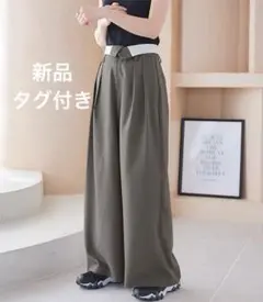 新品　神戸レタス　2wayウエストデザインワイドパンツ　グレー　M