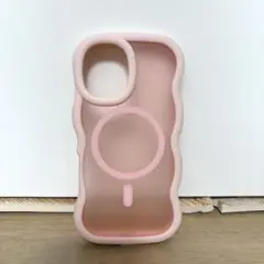 MagSafe対応　iPhone16ケース　ピンク　波形デザイン