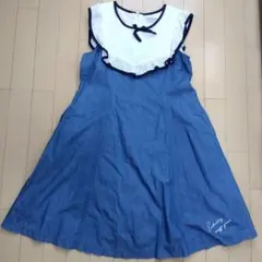 mezzo piano デニムブルー ノースリーブワンピース