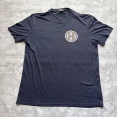 ネイビー ロゴ入り クルーネックTシャツ　XLサイズ