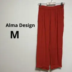 Alma Design 赤　レッド　薄手　パンツ　ウエストゴム　らくらく