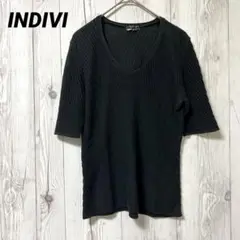 【インディヴィ】Tシャツ　半袖　トップス　レディース　シンプルTシャツ　黒