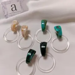 2149-2 ベージュ☺︎大理石風ピアスとクリアフープ☺︎