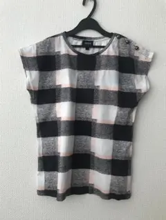 アルマーニ ジーンズ チェック柄 フレンチスリーブ Tシャツ 40