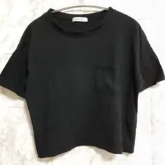 美品　tm-party　 ゆったり クロップド丈　Tシャツ M 黒 ポケット付き