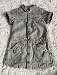 べべ　デニムワンピース　90㎝　カーキ