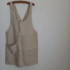訳あり　エプロン　コットンリネン　生成り