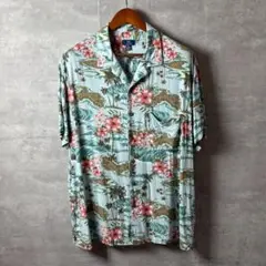 GEORGE アロハシャツ ハイビスカス 総柄 レーヨン バングラデシュ製 XL