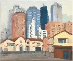 絵画 486 油絵/風景/街景/東京/新宿/西新宿/高層ビル/F8号