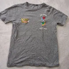 ワールド　TK 刺繍 Tシャツ 　Lサイズ　小さめ　グレー