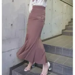 美品　定価11,000円　マーメイドスカート　ロング　ブラウン　ポケット　裏地有