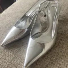 zara シルバー　ハイヒール　38 25cm