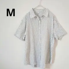 ♥レディーストップスシャツストライプシャツМサイズ半袖シャツ羽織