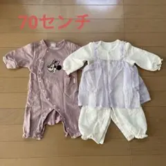 petit main ミニーロンパース、ツーウェイ・ドレスオールセット