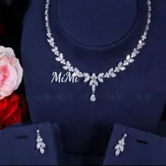 ☆ジルコニア 2点セット☆イヤリング/ピアス・ネックレス 結婚式ウェディング