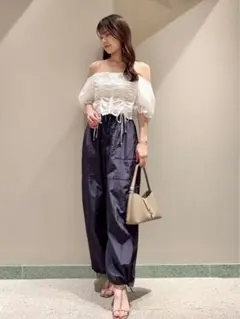【新品未使用】スナイデル　SNIDEL シャカ ワイドパンツ　ネイビー
