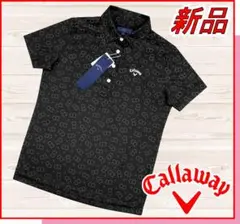 【新品】キャロウェイゴルフシャツモノグラムCGロゴ半袖ポロ黒ブラックM