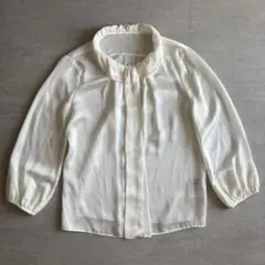 Paul Stuart ポールスチュアート レース袖 シフォンブラウス ホワイト