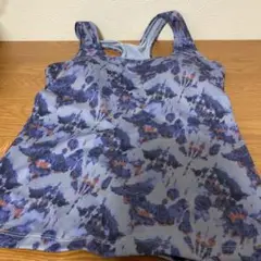 アツギ　青紫色 花柄 タンクトップ ヨガウェア