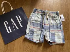 3T 100cm 新品 タグ GAPギャップ チェック プルオンパンツ 水色 青