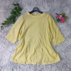 【GIANNI LO GIUDICE】イエロー 五分袖 トップス（40）リネン混