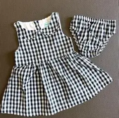 ベビー服 ワンピース ギンガムチェック 黒 サイズ：80 Bear Leader