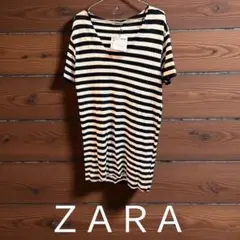 『美品』ZARA ストライプ Vネック 半袖Tシャツ