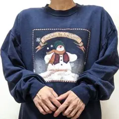 ジャージーズ 雪だるま古着女子 スウェット ネイビー 紺色 L