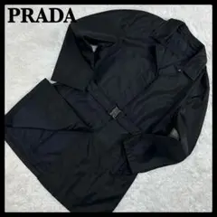 4899 プラダ PRADA☆ベルト付きナイロンコート ジャケット 定番ブラック