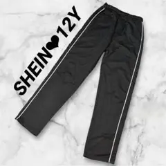 ✨美品✨SHEINシーン黒のロングパンツ サイドライン付き 12Y