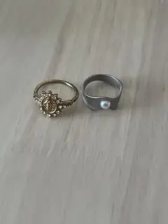 リング　パール　シルバー　ゴールド　メダル　ビジュー　セット