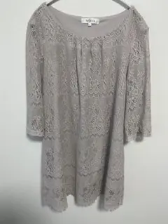 tesera ラベンダーグレー　レースチュニック LL 良品