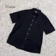 Nana 半袖シャツ L相当　黒 ホワイトステッチ　カジュアル　羽織り　美品