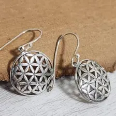 ピアス フラワーオブライフ シルバー カットワーク flower of life