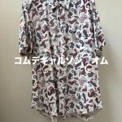 【コムデギャルソン　オム】半袖シャツ　ペイズリー　レーヨン×麻　Lサイズ