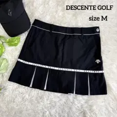 【デサントゴルフ】美品♡プリーツスカート ロゴライン インナー付き ブラック M