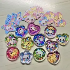 カミオジャパン おはじきフレークシール12個＆ミニシール キラうさツインズ