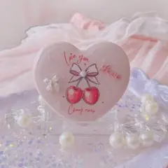 ❁⃘*.゜ハード型ポータブルミラー❁⃘*.゜ レジンデコ 手鏡 ピンク
