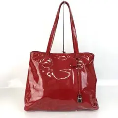 CELINE セリーヌ トートバッグ レザー エナメル レッド レディース