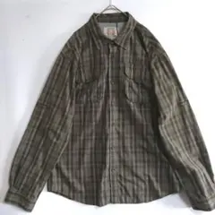 2619　BCCLOTHING　長袖アウトドアシャツ　L　緑　通気口　US古着
