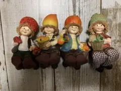 お座り人形 フルーツ妖精 フルーツ小人 ガーデン雑貨 4個SET