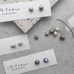 【No.671】小粒淡水パールのシンプルイヤリング/ピアス