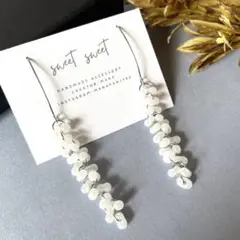 スノーホワイト＊*チェコビーズの2wayシルバーピアス　サージカルステンレス