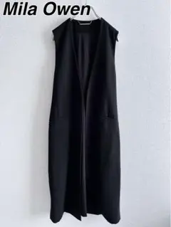 MilaOwen ミラオーウェン ノーカラー ロングベスト ジレ ブラック