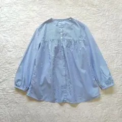 【美品】ルグラジック　ストライプ　ギャザー　ブラウス　七分袖