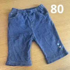 familiar 7分丈パンツ 80cm 44デニム 薄手 くま 刺繍
