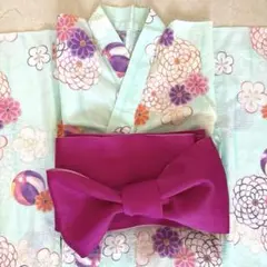 浴衣 帯 セット 女の子 140 水色 おび工房
